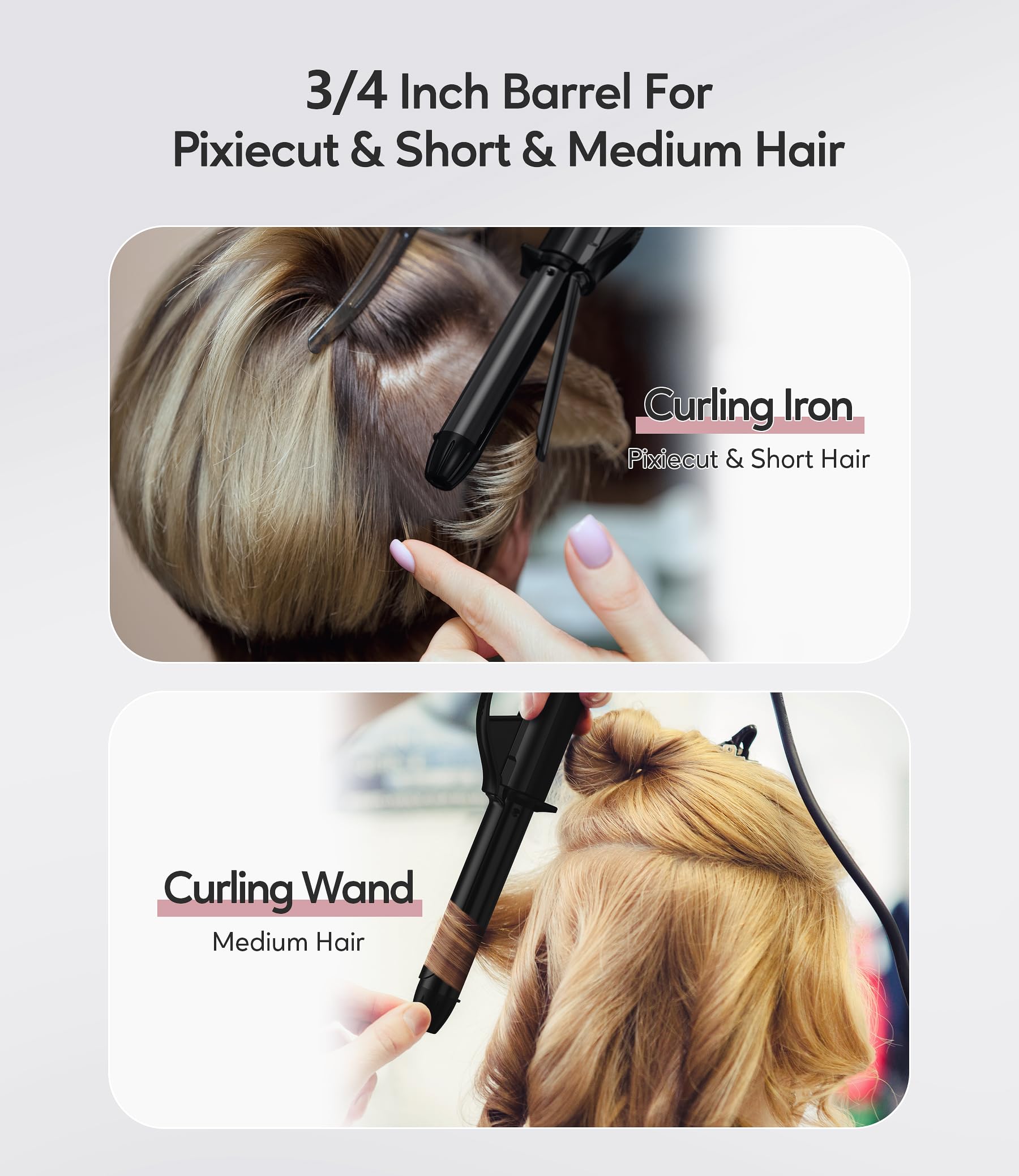 Tres ajustes de temperatura para distintos tipos de cabello y peinados.