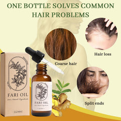 Fari Oil aplicación-gotas: ayuda a reducir el frizz y fortalece desde la raíz.