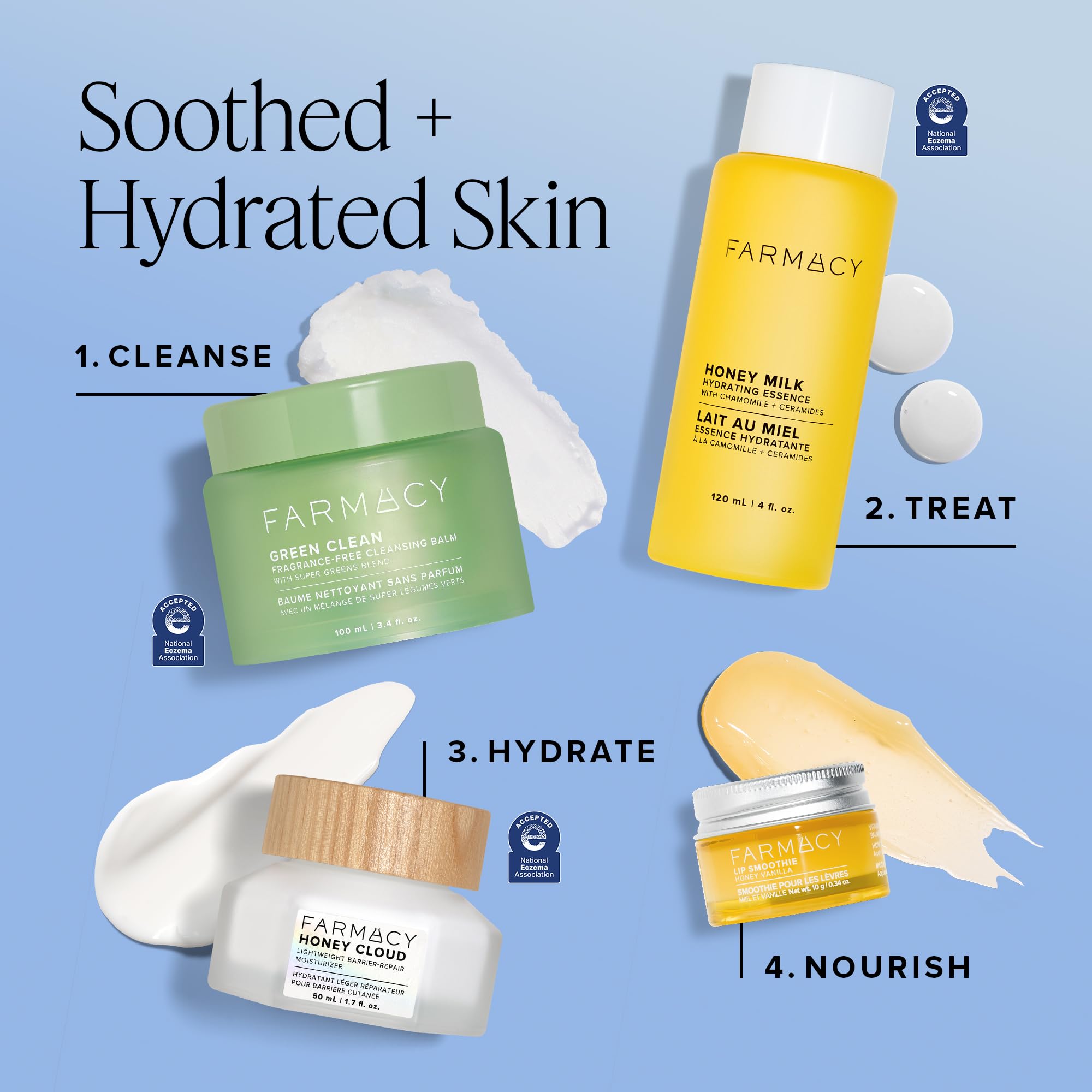 Farmacy Honey Cloud piel sensible fórmula suave y calmante.