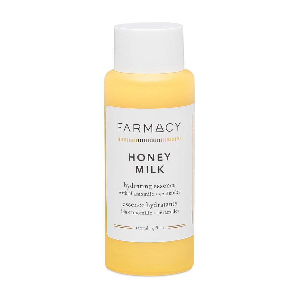 Farmacy Honey Milk Face Essence : rituel visage apaisant avant maquillage.