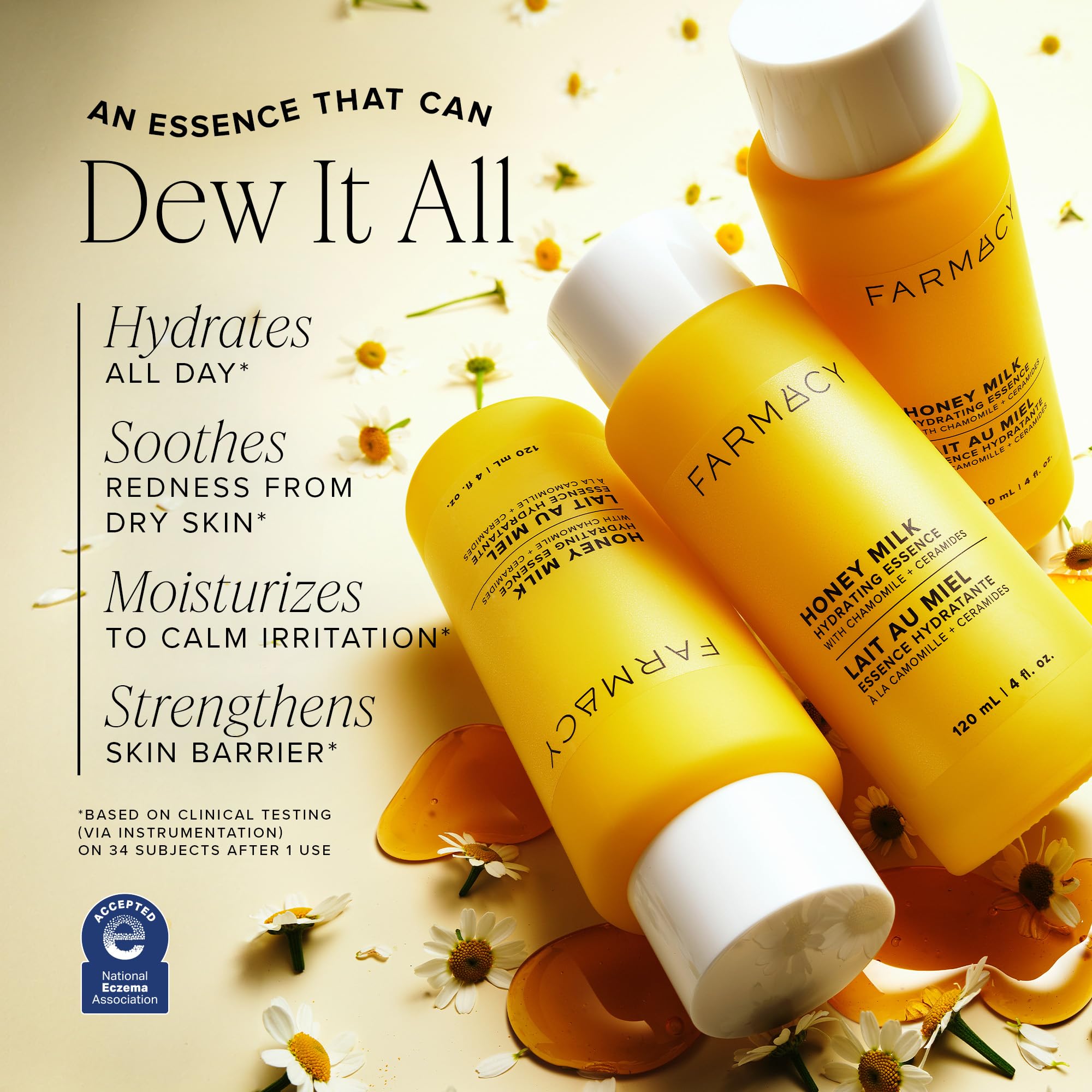 Farmacy Honey Milk Face Essence : texture cremeuse ideale pour peau douce.