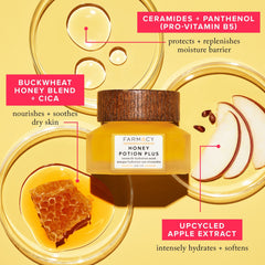 Farmacy Honey Potion aplicación en rostro con crema suave.
