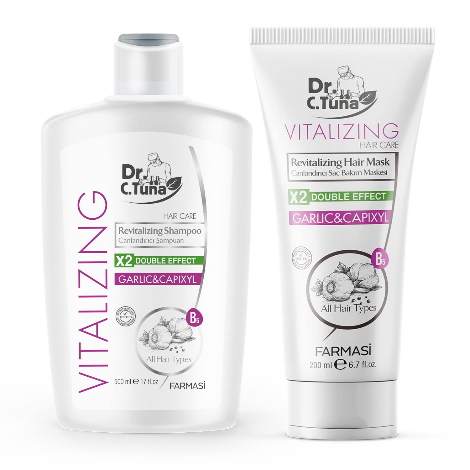 FARMASI Dr. C. Tuna Shampoo Vitalizante de Ajo con Capixyl para estimular el crecimiento capilar