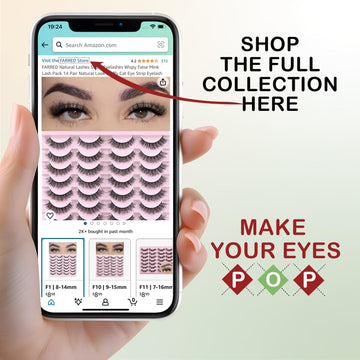 Farred cat eye lashes short natural 6: feather-light feel with durable cotton band.
