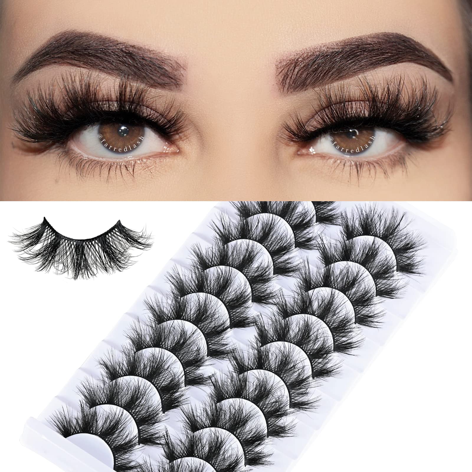 Las pestañas FARRED con efecto ojo de muñeca proporcionan una mirada suave y definida.