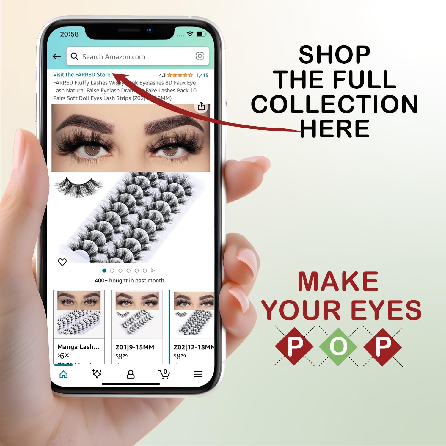 Pestañas FARRED look brillante con efecto húmedo para fotos.