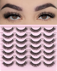 FARRED Pestañas naturales F1, conjunto de 14 pares, mirada suave y definida para uso diario.