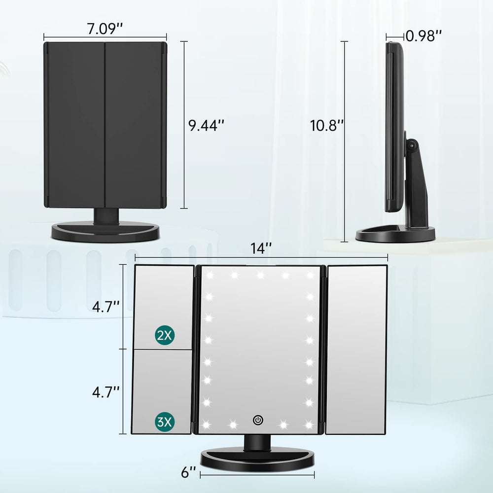 Diseño triple plegable compacto, ideal para viajar