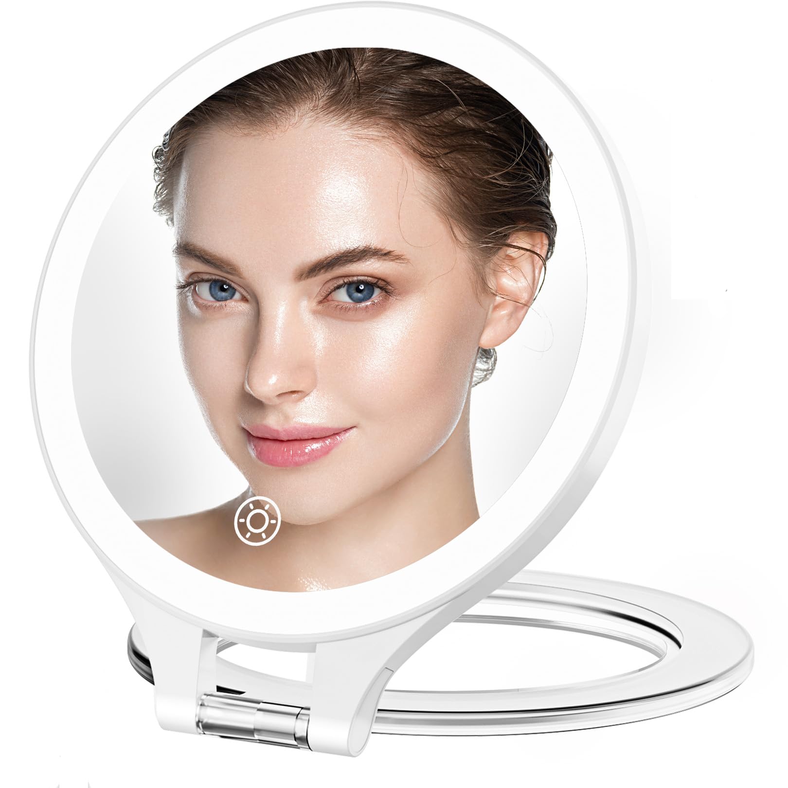 FASCINATE: espejo luz doble 10x-1x para maquillaje preciso.