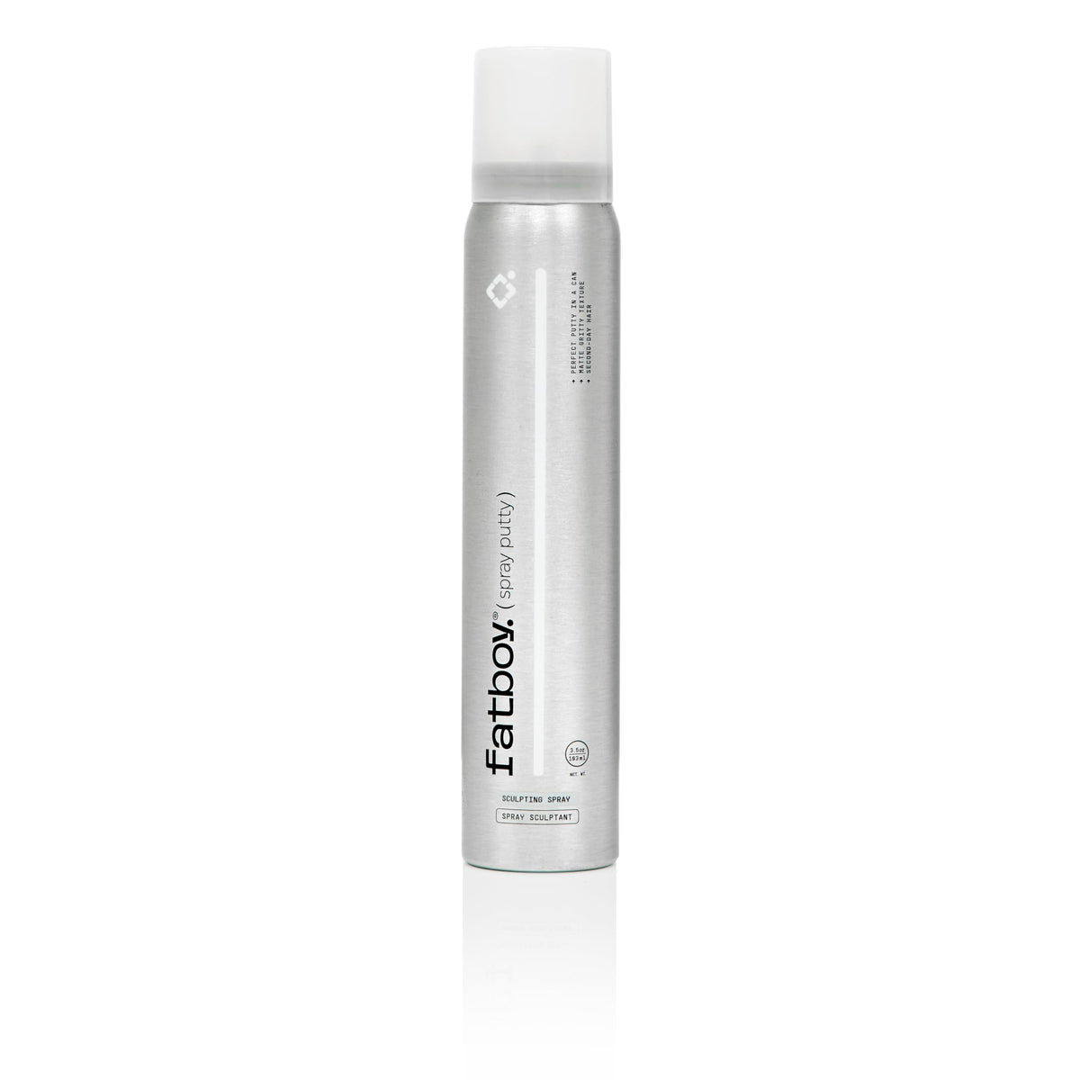 Fatboy Hair Spray Putty en envase de aluminio para mayor volumen.