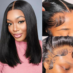 FATIAO 14-inch bob wig with lace-front for seamless parting and easy glueless wear.