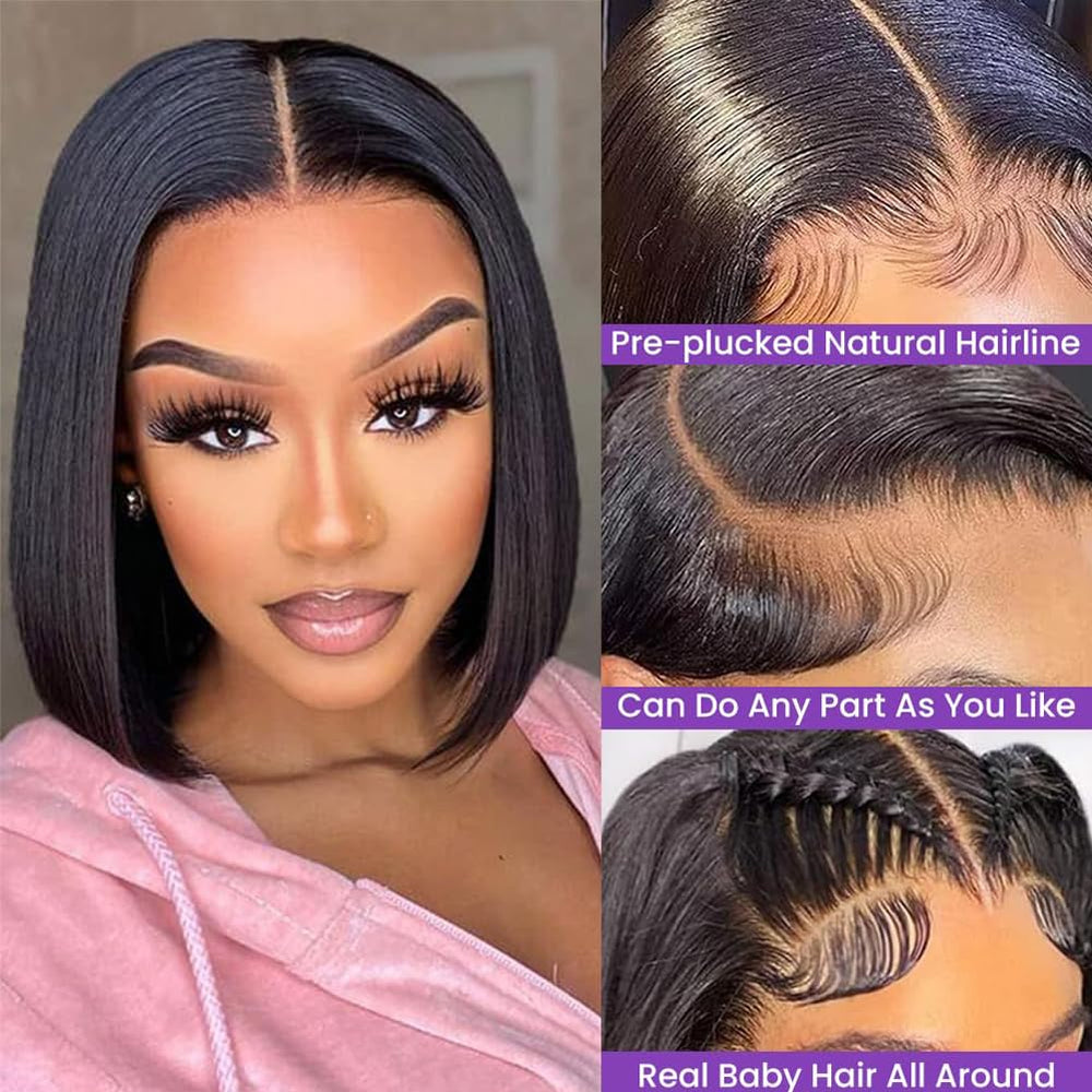 FATIAO Brazilian human hair bob wig with 13x6 lace front for natural parting.