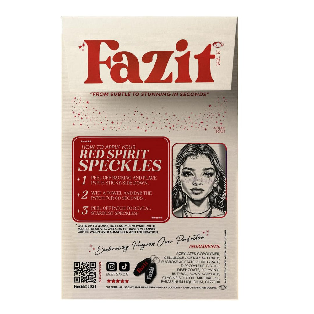 Parche Fazit con brillos rojos para un toque glamoroso y audaz.
