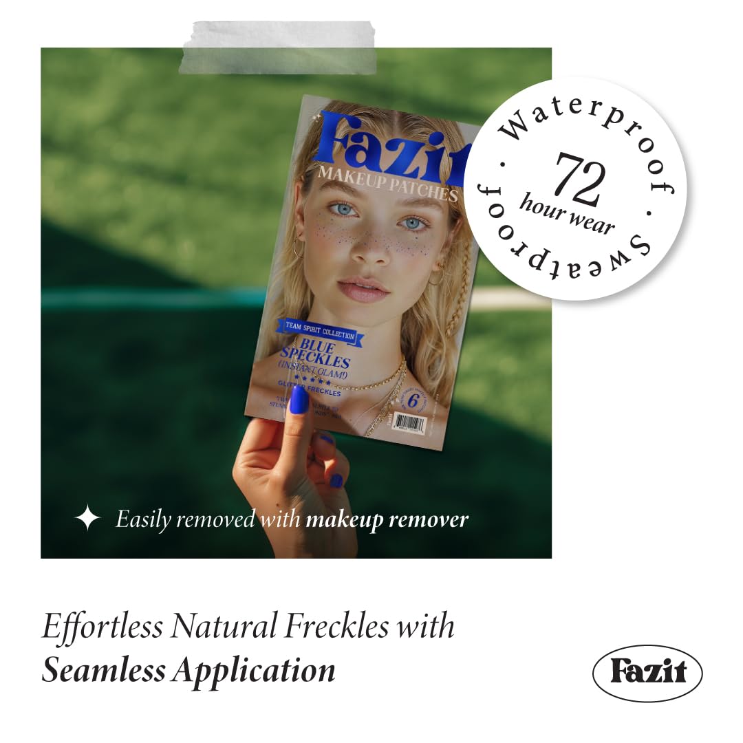 Parches Fazit resistentes al agua para looks con puntos azules.