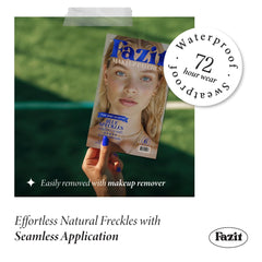 Parches Fazit resistentes al agua para looks con puntos azules.