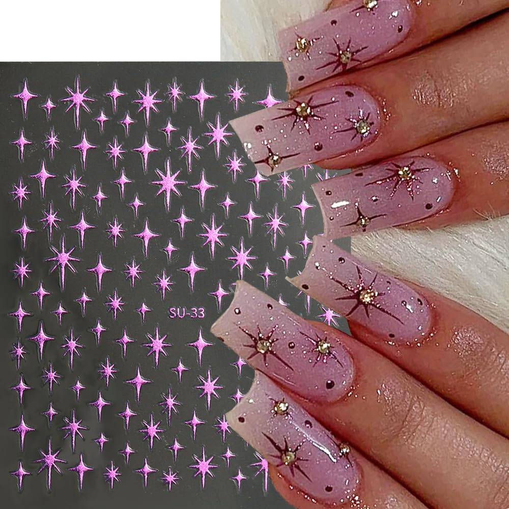 FBABFBUO arte uñas luna estrellas para acentos elegantes