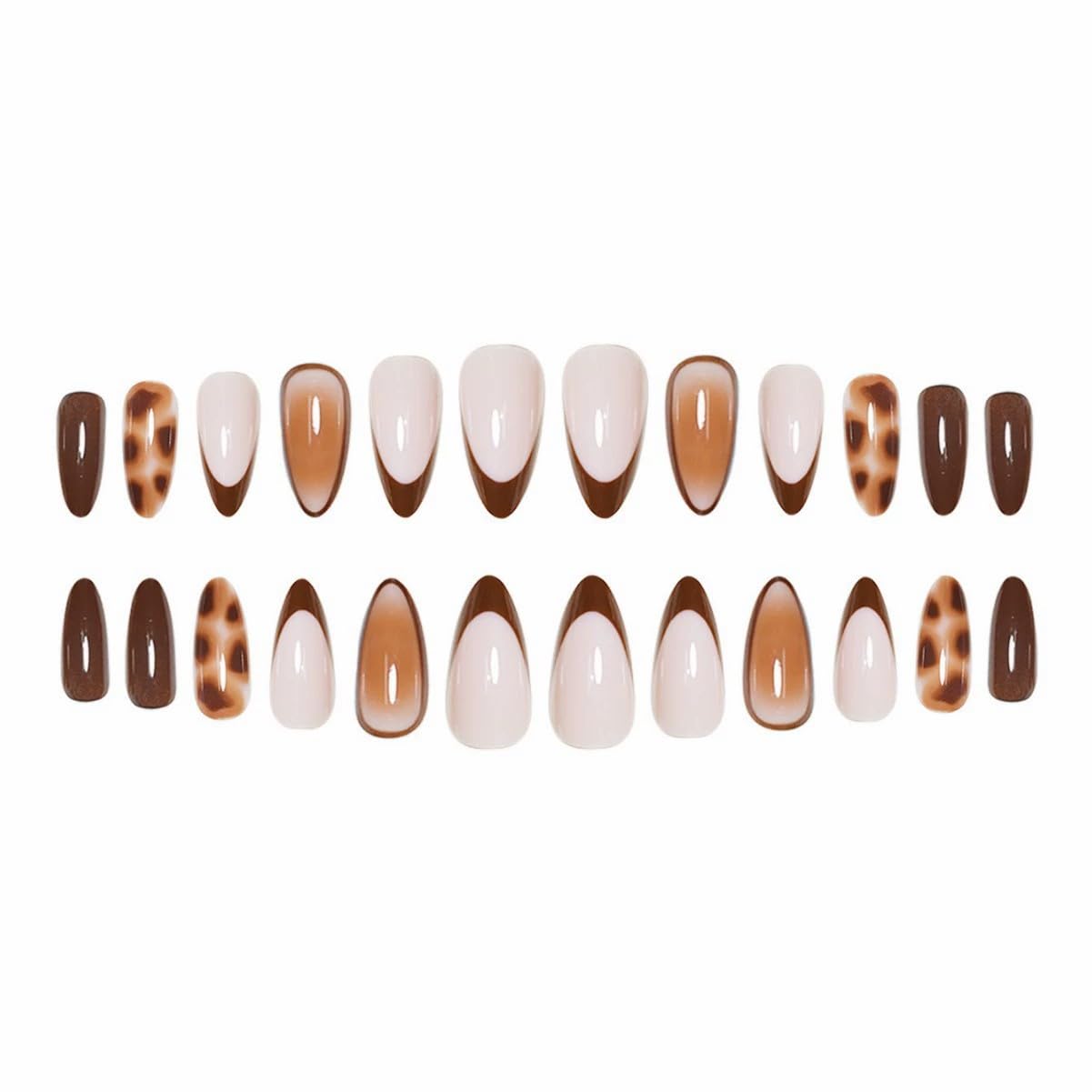 FBABFBUO kit uñas postizas 24 piezas con tiras adhesivas.