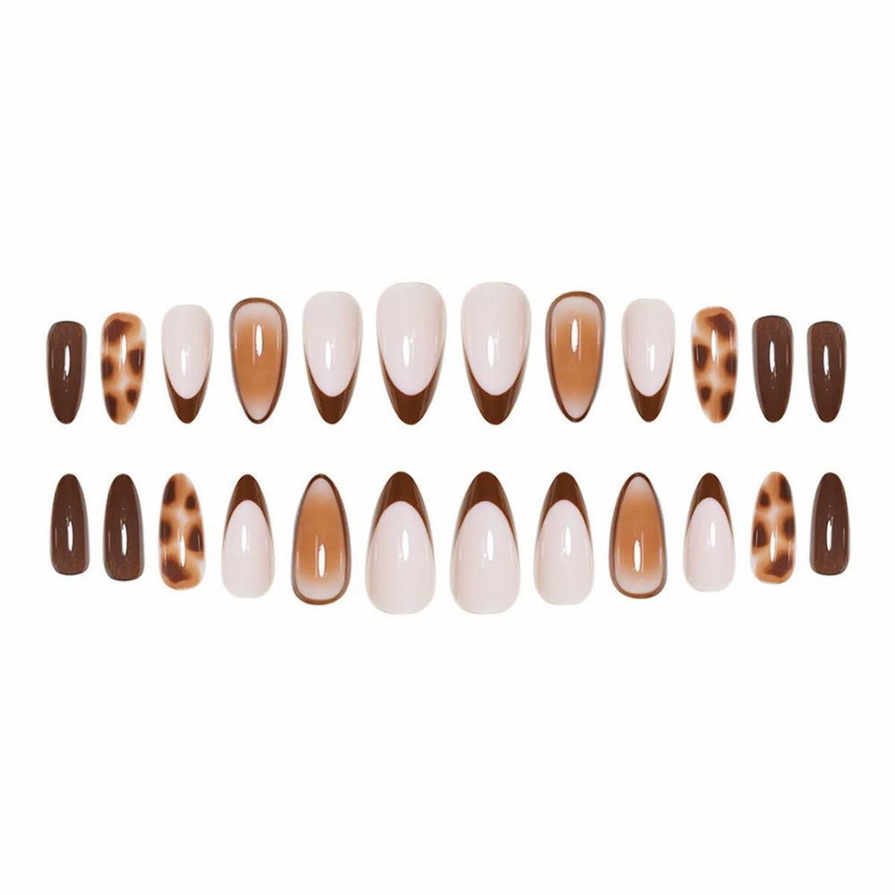 FBABFBUO kit uñas postizas 24 piezas con tiras adhesivas.