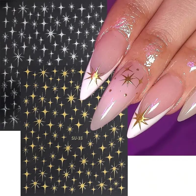 FBABFBUO pegatinas estrellas 4 puntas para decoraciones duraderas