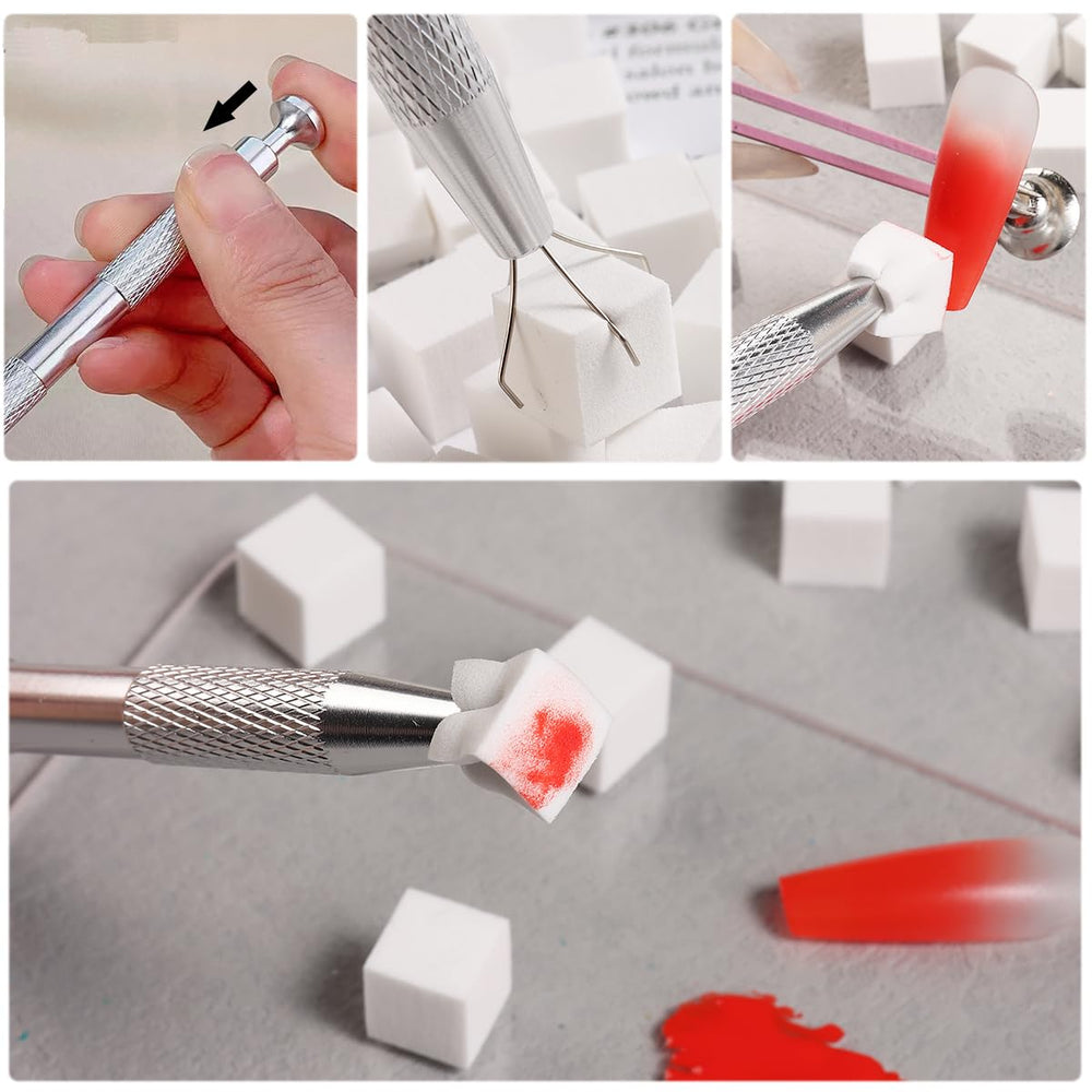 Fcozpjk arte de uñas Aura y Ombre con esponjas para efectos luminosos.