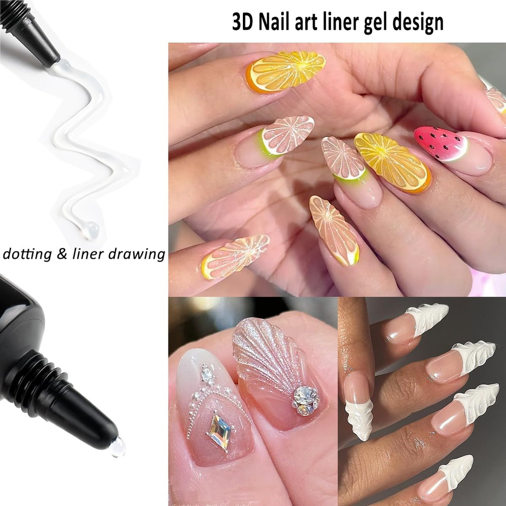 Fcozpjk diseino de uñas 3D Y2K con gel embossing.
