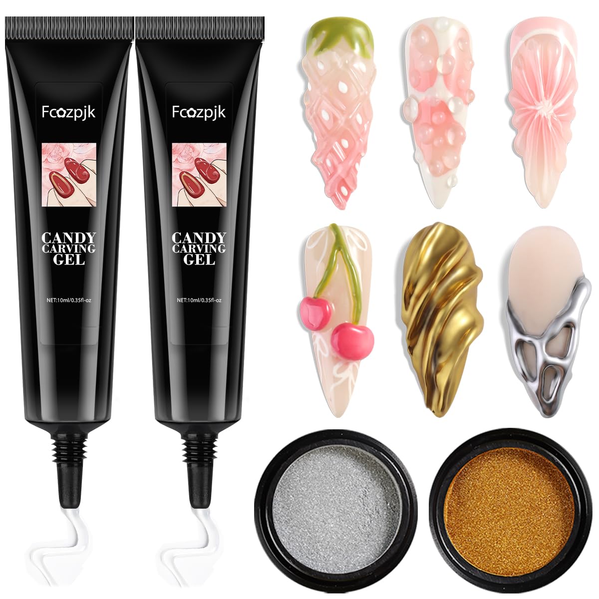 Fcozpjk gel escultura 3D en dos frascos de 10 ml para uñas.