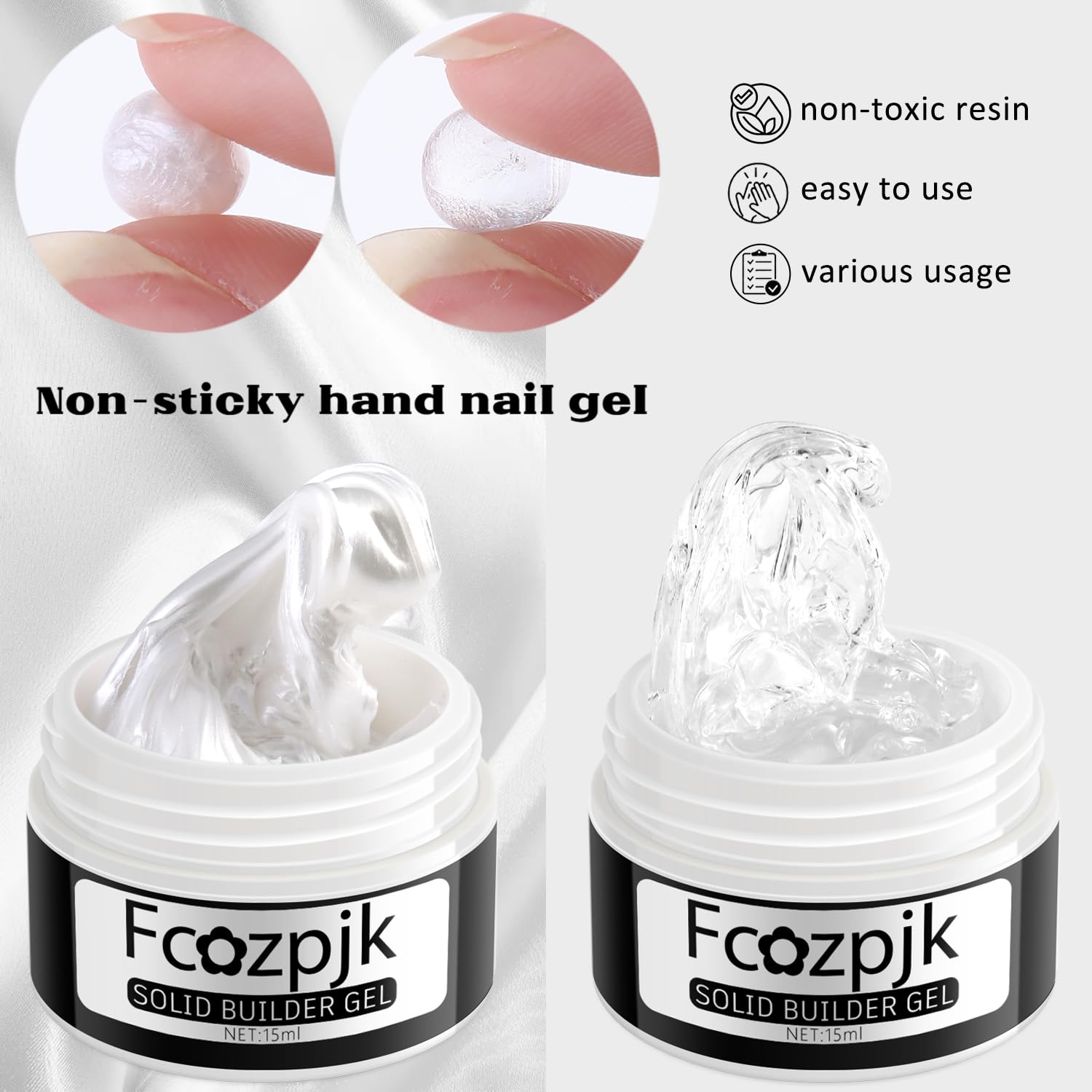 Gel Builder Fcozpjk Uñas Transparente, base versátil para diseños
