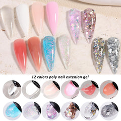 Gel poligel con brillos de Fcozpjk para acabado vistoso
