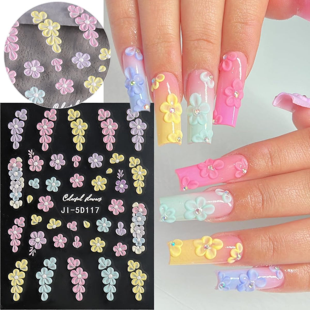 Fcozpjk: hibiscos y mariposas para uñas, estilo tropical.
