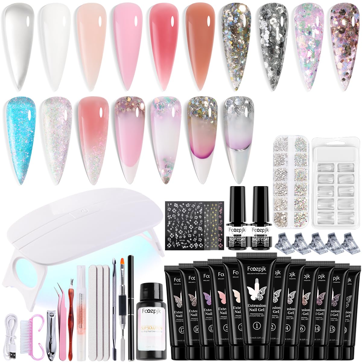 Kit Fcozpjk Gel Poligel Uñas con luz UV para empezar en casa
