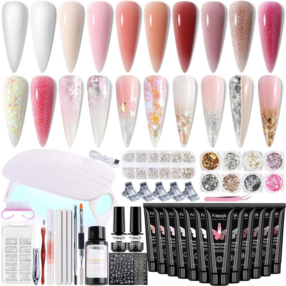 Fcozpjk kit con gel de uñas poly 15 ml para extensiones duraderas