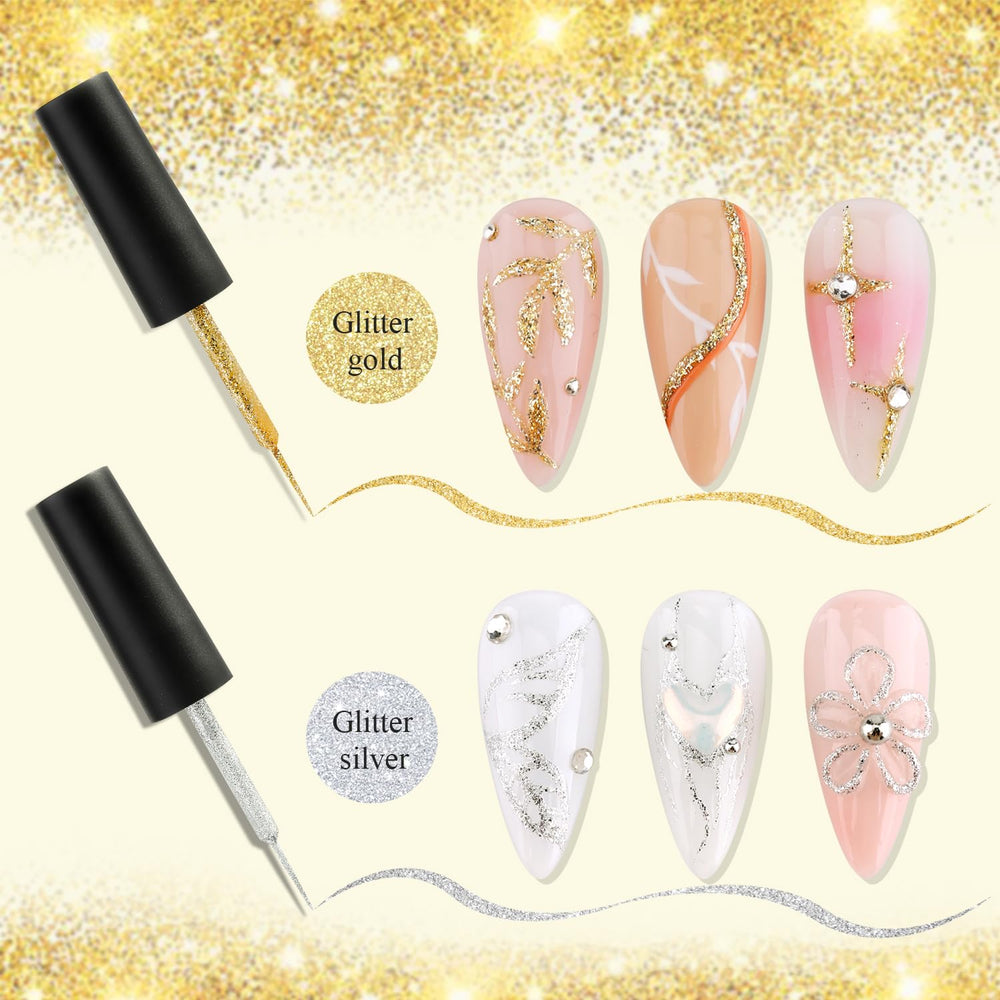 Fcozpjk gel liner oro brillante para arte de uñas duradero y vistoso