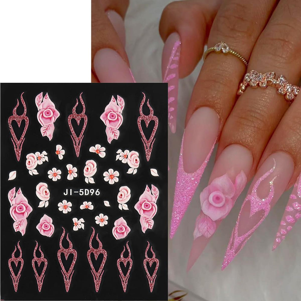 Pegatinas Fcozpjk diseño floral variado para uñas