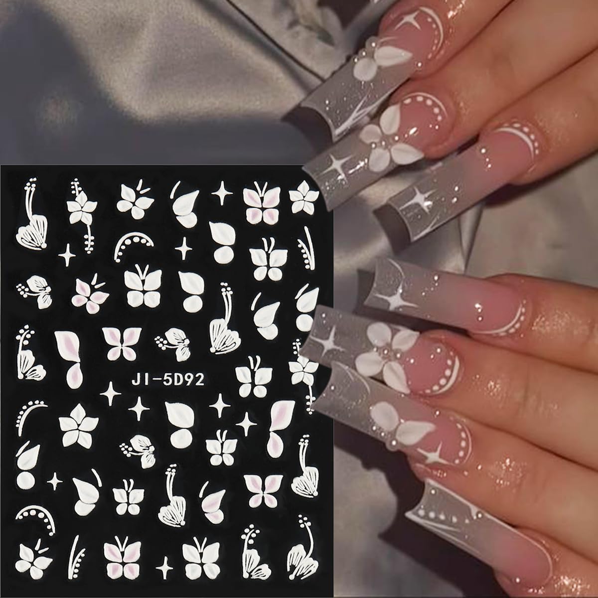 Pegatinas Fcozpjk rosas en relieve para uñas, efecto 3D
