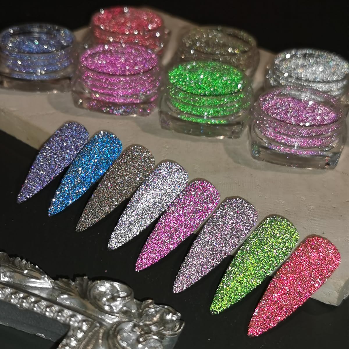 Fcozpjk polvo brillo diamante rojo, añade brillo intenso a manicuras.