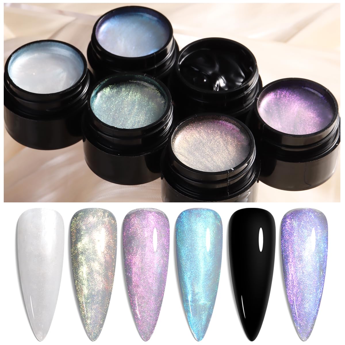 Fcozpjk Pink Pearl gel with iridescent shimmer for nails