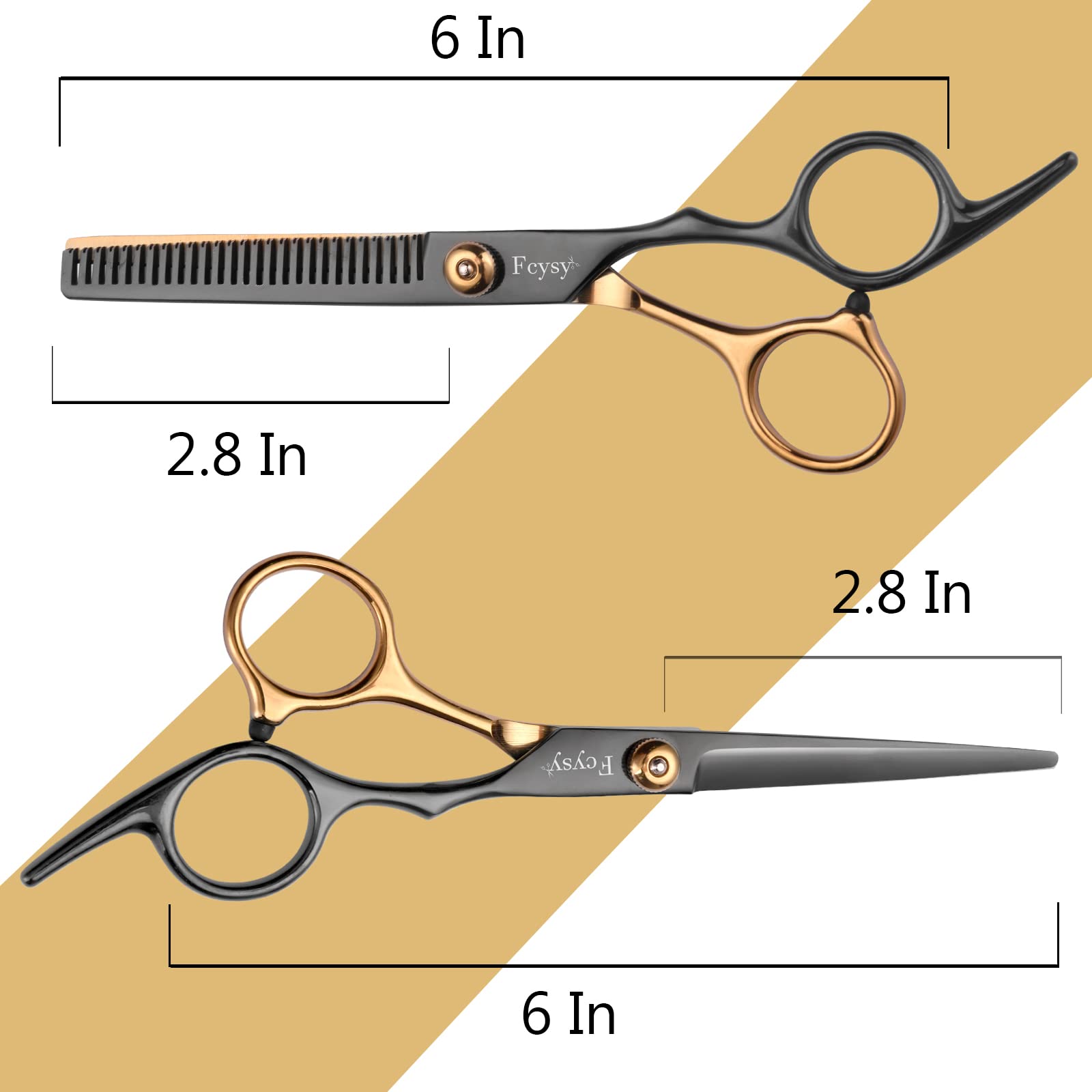 Fcysy tijeras barber profesional, acero inoxidable de alta calidad para cortes suaves.