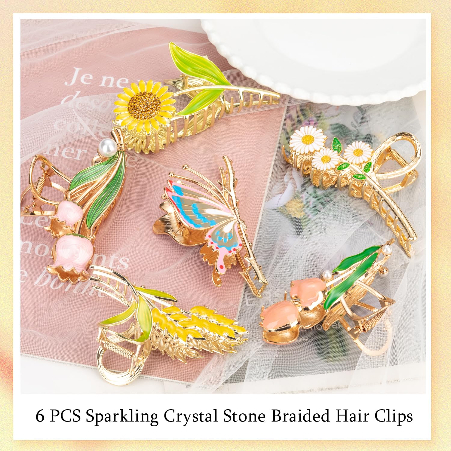 FDBJulyy conjunto de 6 pinzas florales, regalo ideal.