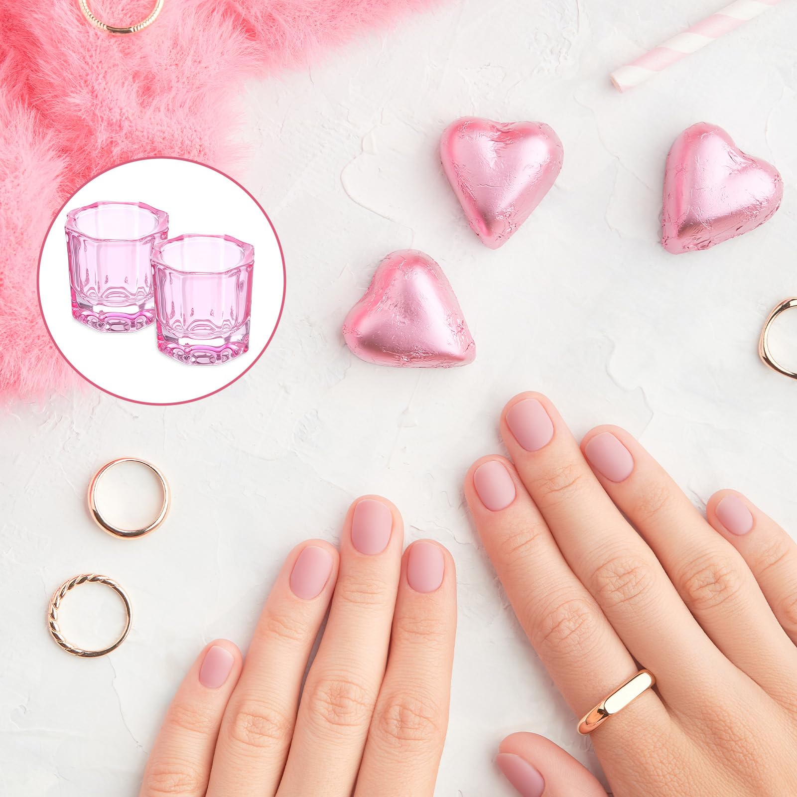 FdcZeyxior tazón dapping rosado ideal para sesiones de manicura en casa.