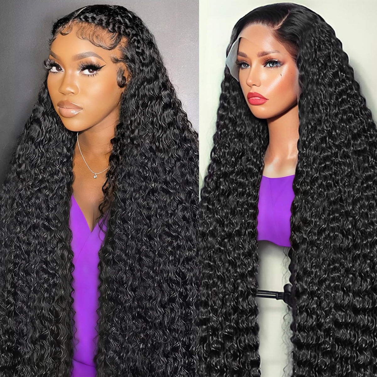 Pelo humano de FDSAFEF con onda profunda y encaje frontal 13x6 para un aspecto natural.