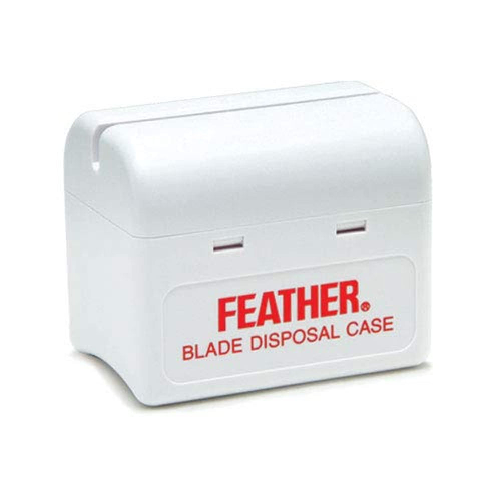 Feather caja-despacho-hojas-afeitar-usadas mantiene hojas usadas seguras.