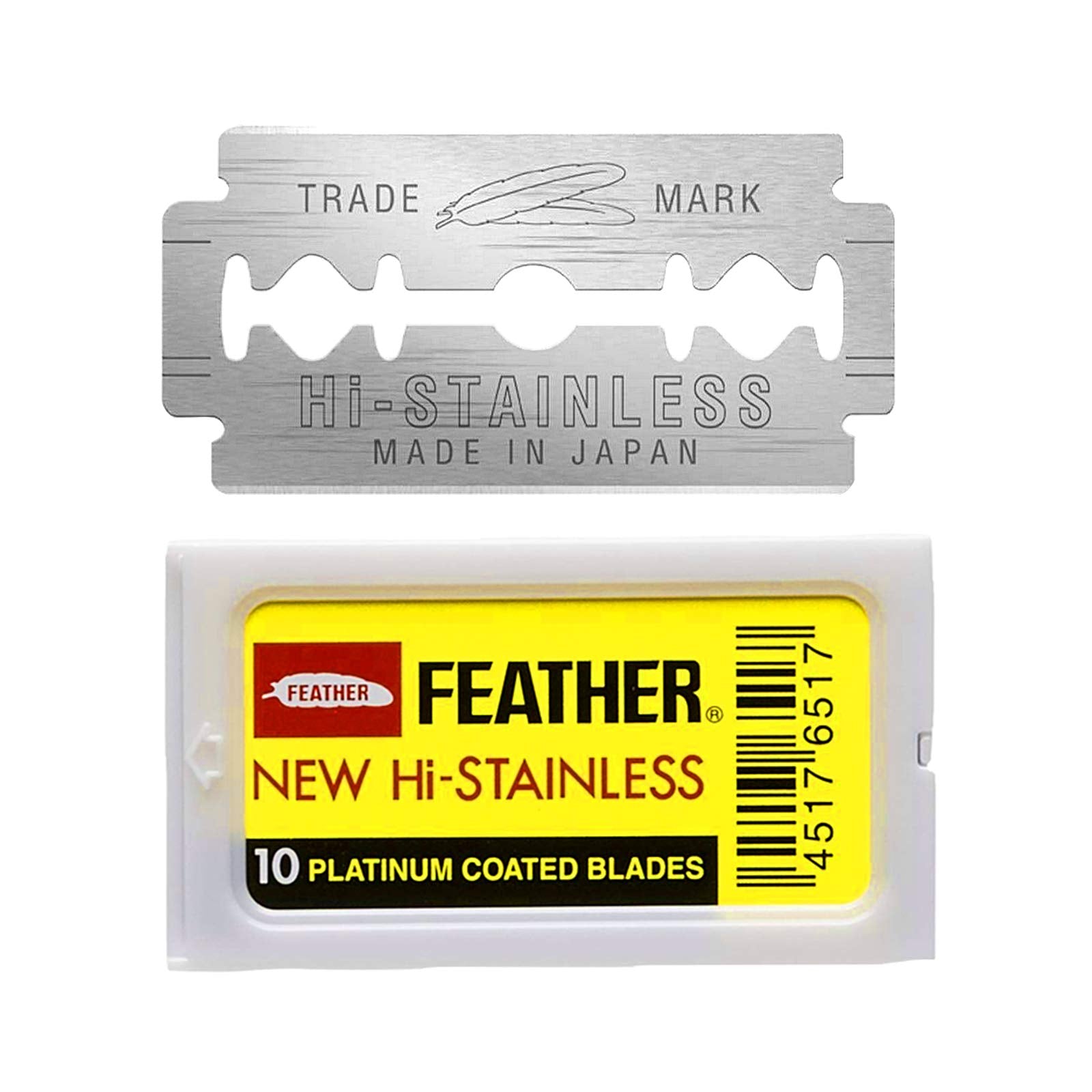 Feather cuchilla de doble filo dentro de una caja, ideal para afeitado limpio y práctico.