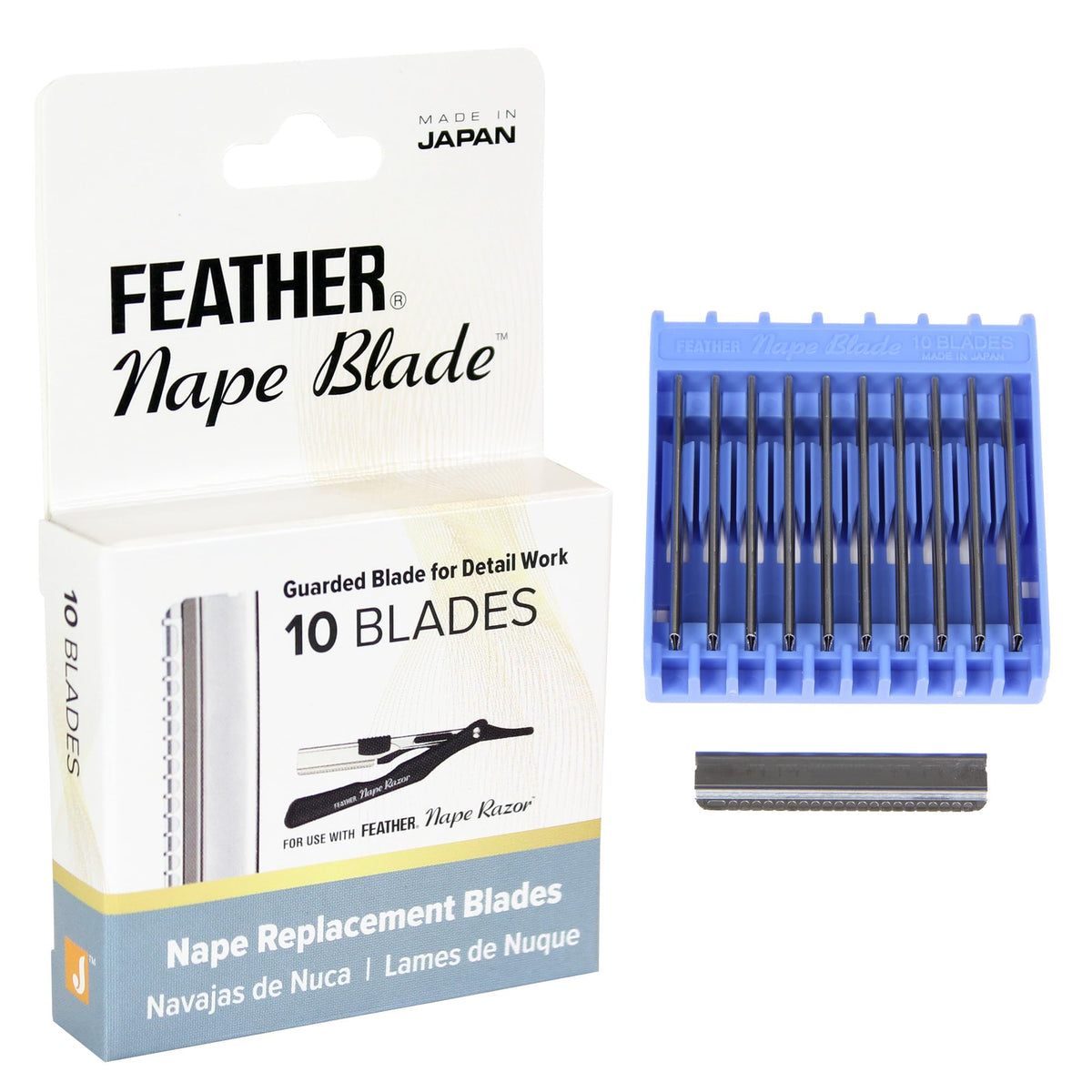 Hoja Feather Nape con protección simple para cortes precisos.