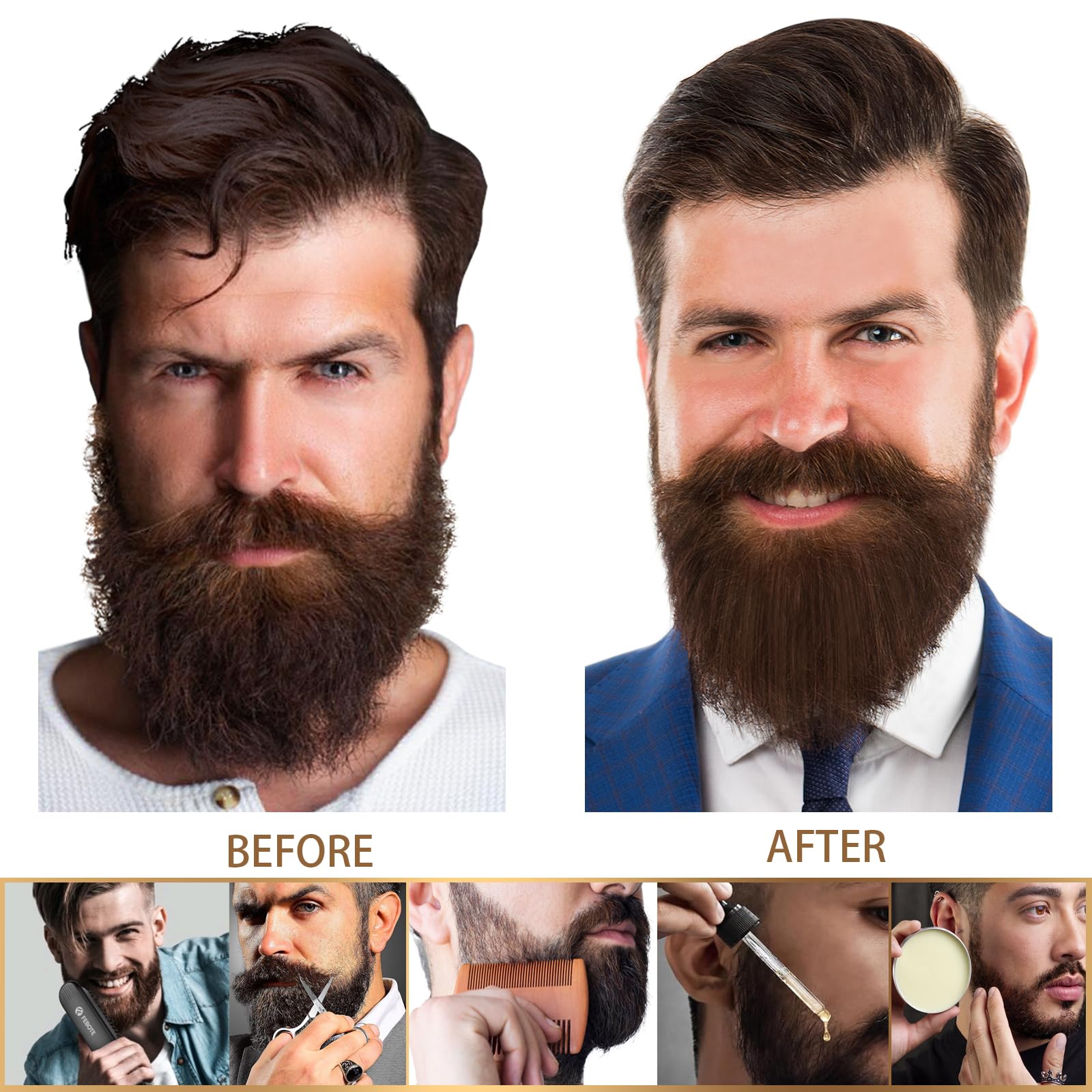FEBOTE aceite-barba-crecimiento nutre la barba desde la raíz para una apariencia saludable.