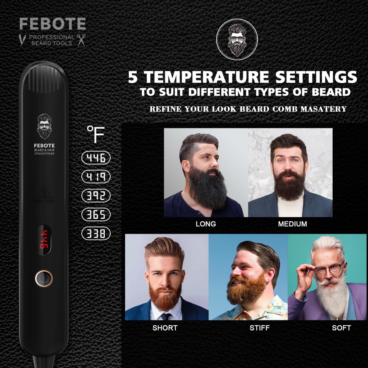 FEBOTE peine-barba-estilizado para definir volumen y forma.