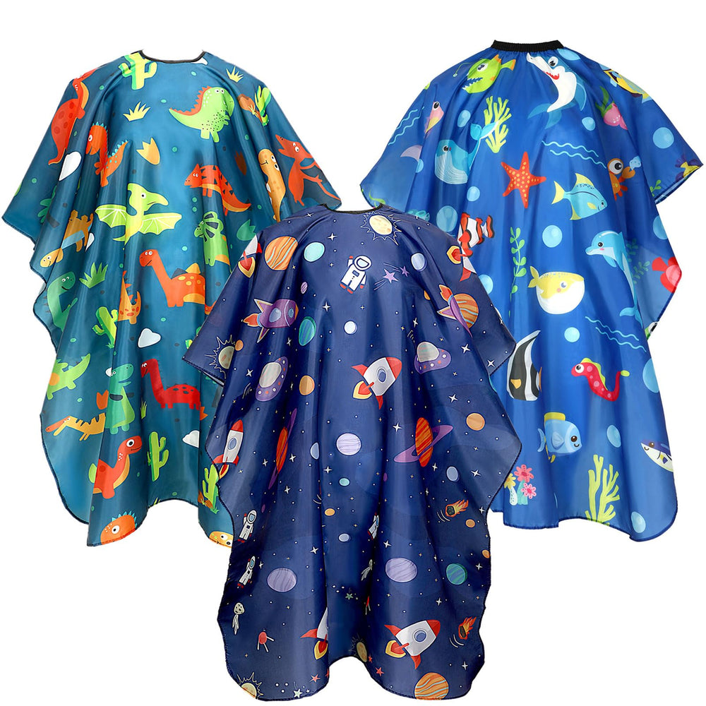 FEBSNOW capa para niños con patrón universo, protege la ropa durante el corte de pelo.
