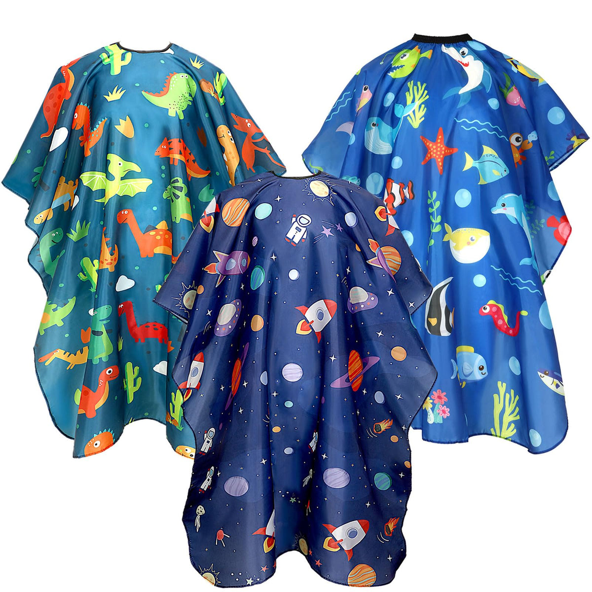 FEBSNOW capa para niños con patrón universo, protege la ropa durante el corte de pelo.