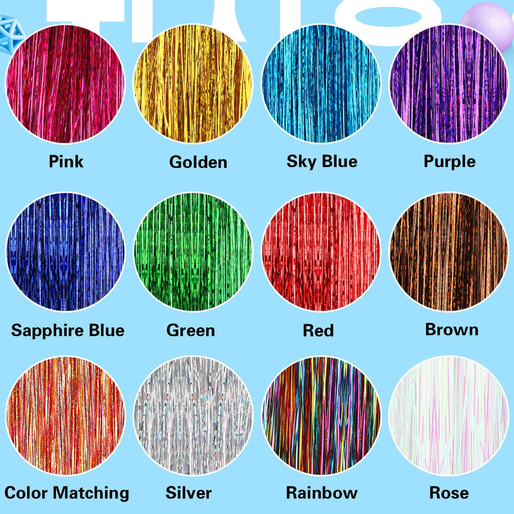 FEBSNOW conjunto tinsel de 12 colores brillantes, opciones para distintos estilos.