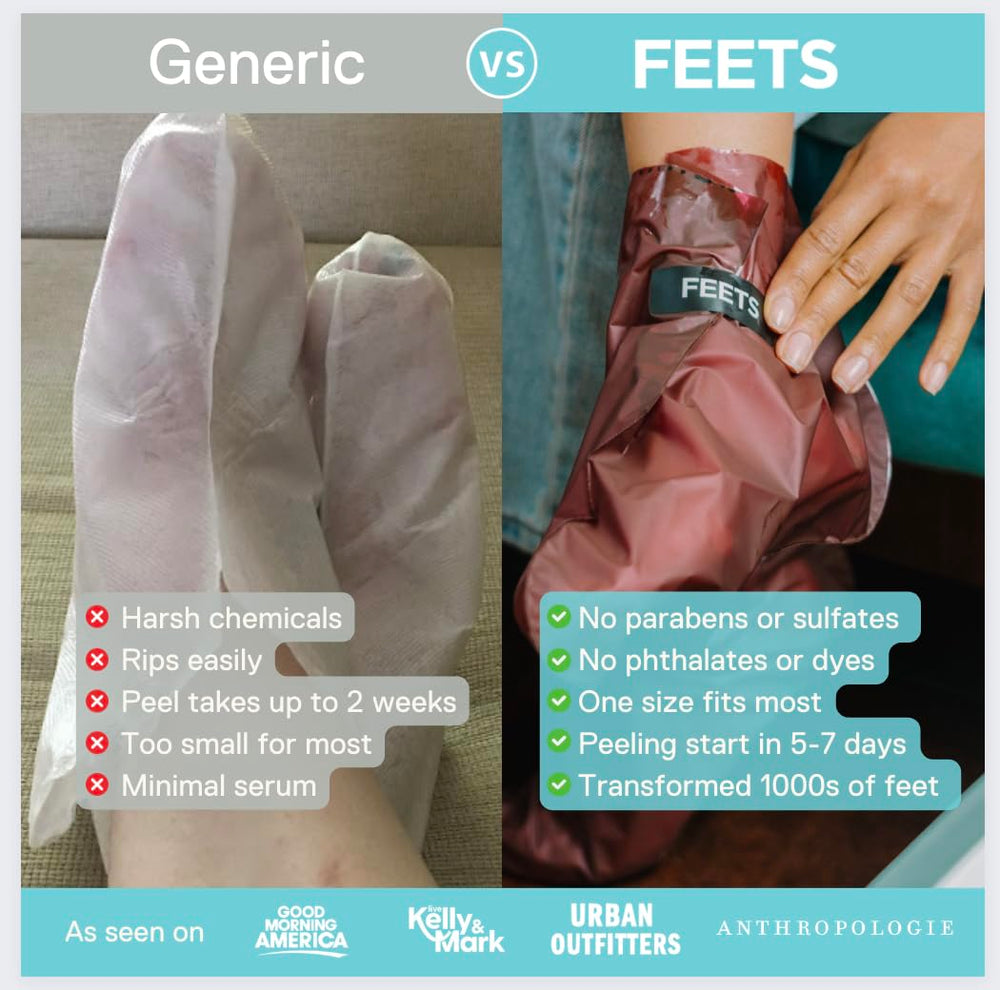 FEETS mascarilla pie exfoliante con empaque visible para limpieza suave