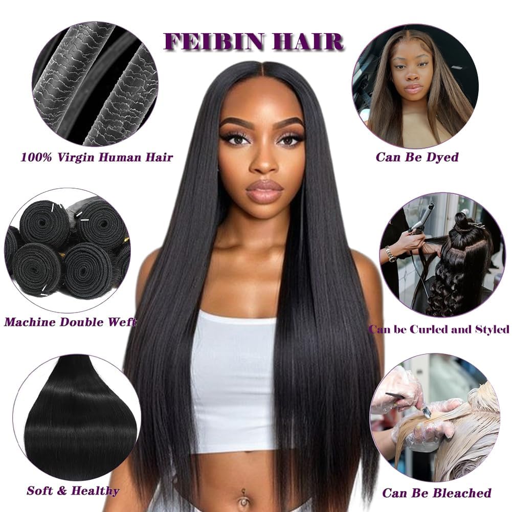 Feibin straight hair weft with healthy ends for durable wear.